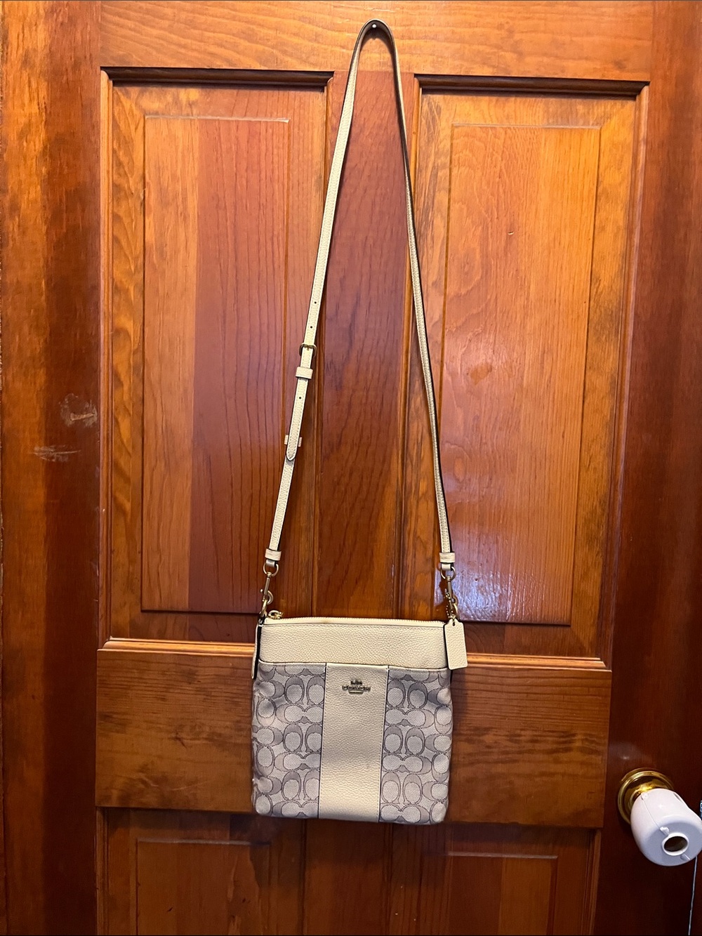 Coach Beige Signature Logo Crossbody
